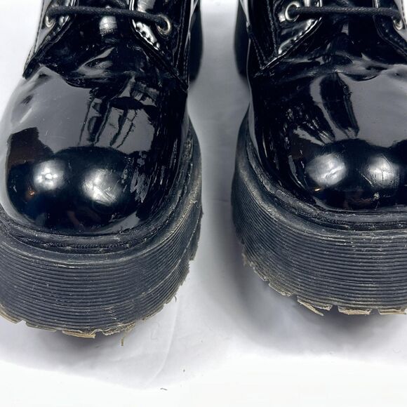 Combat Boots Womens US 9 EU 39 Black Patent Platform Lace Up Side Zip Lug Sole - Picture 11 of 13